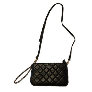 NWT Ellen Tracy Purse Black Diamond Quilted Collection Wristlet Detachable Strap